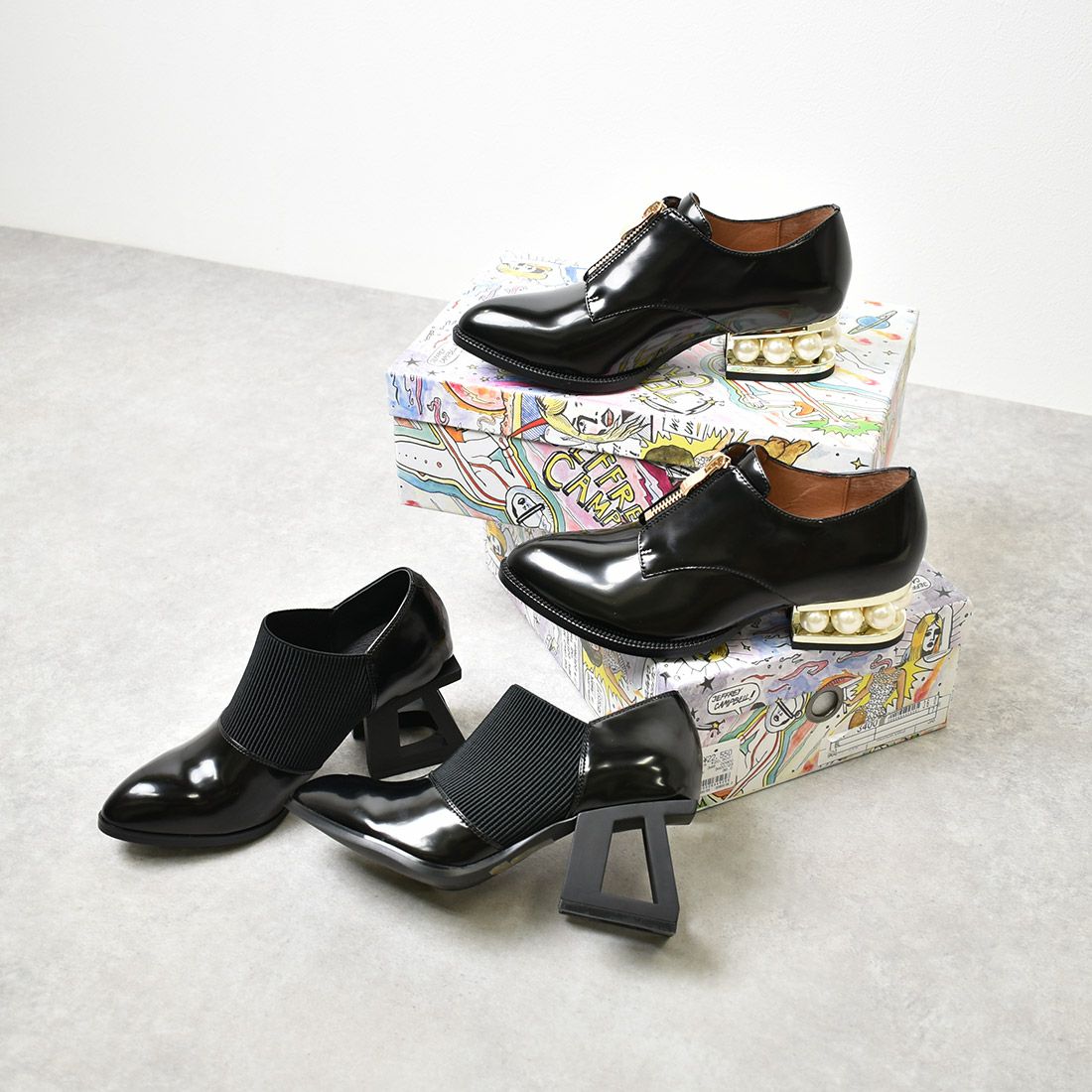 Jeffrey Campbell ジッパーパールヒールシューズ|銀座ワシントン 公式