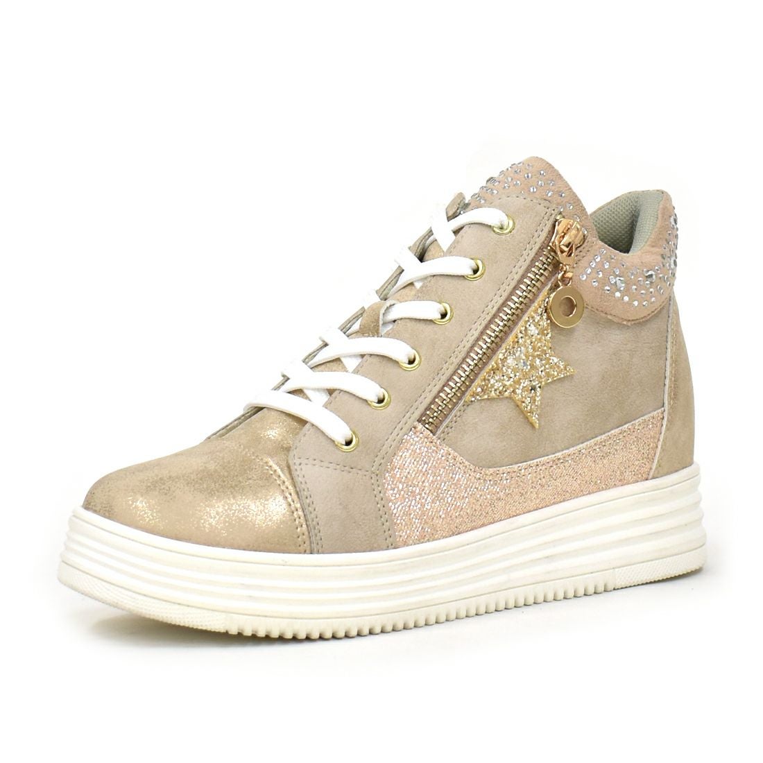 【新品タグ付き】銀座ワシントン、ヒールスニーカー、Lサイズ WASHINGTON 星モチーフインヒール厚底ハイカットスニーカー|銀座