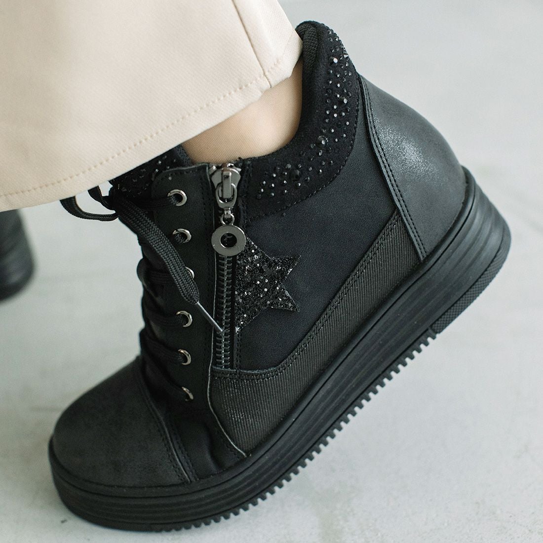 WASHINGTON 星モチーフインヒール厚底ハイカットスニーカー ※一部予約