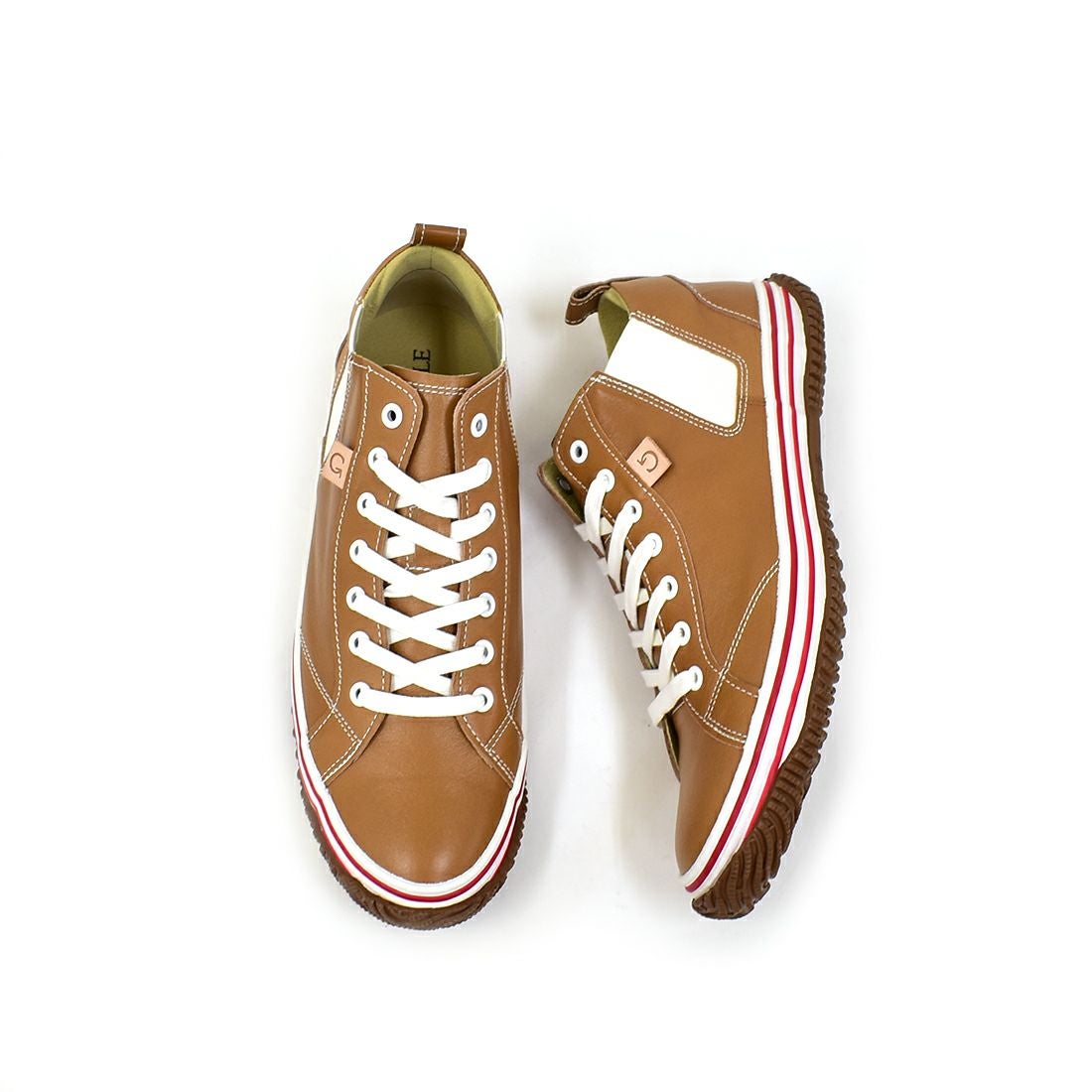 SPINGLE 国産サイドゴアレザースニーカー LIGHT BROWN|銀座ワシントン