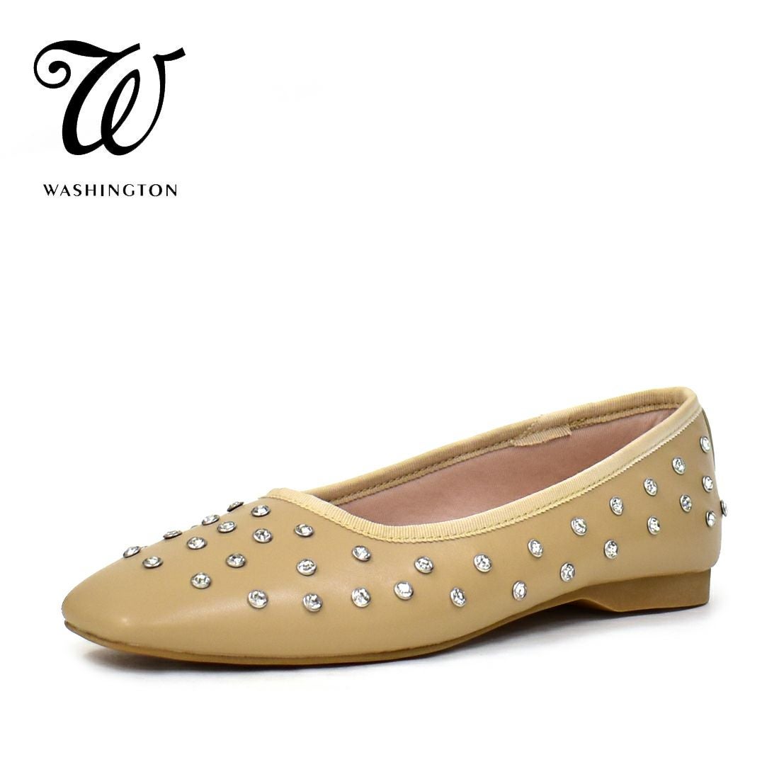 W ストーンスタッズフラットパンプス|銀座ワシントン 公式サイト