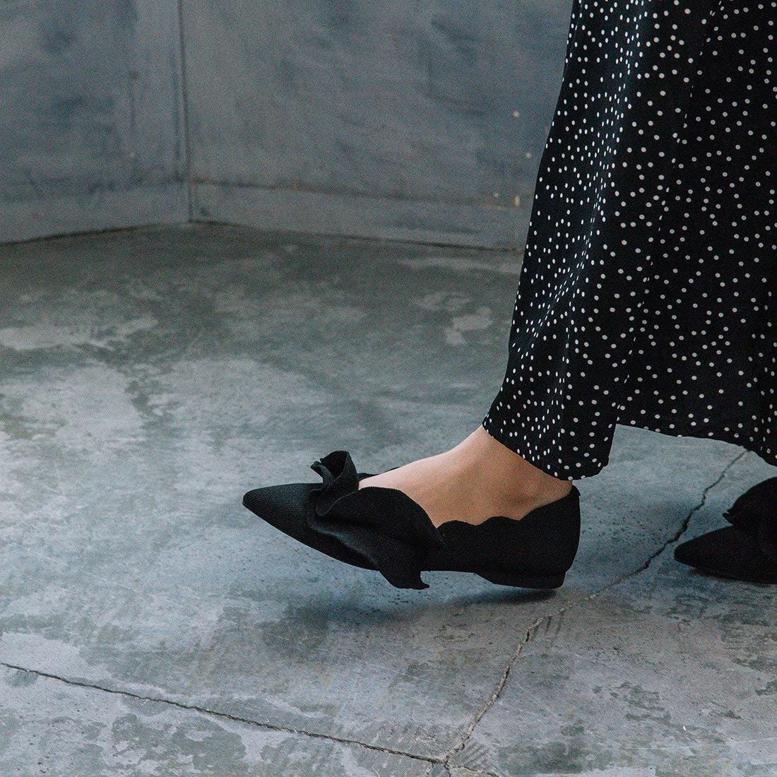 W フリルニットフラットパンプス|銀座ワシントン 公式サイト