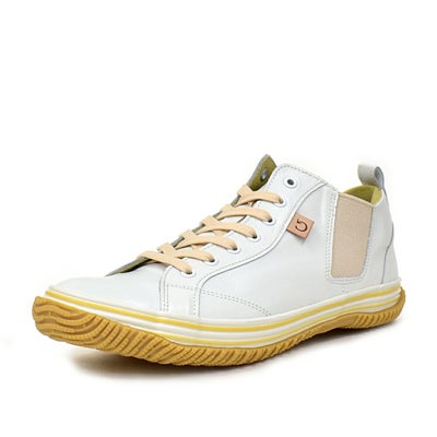 SPINGLE 国産サイドゴアレザースニーカー WHITE/BEIGE|銀座ワシントン 