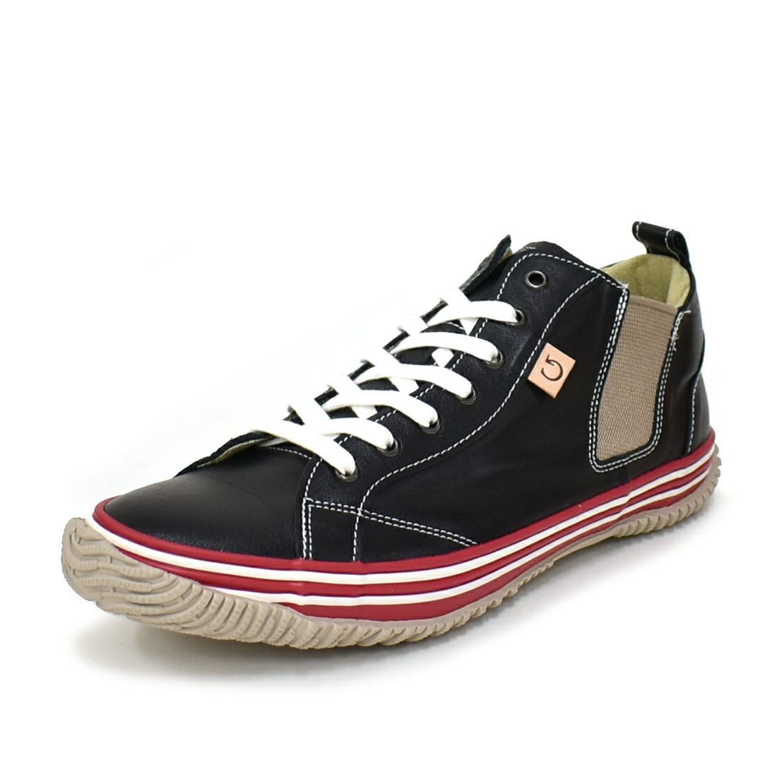 SPINGLE 国産サイドゴアレザースニーカー WHITE/BEIGE|銀座ワシントン