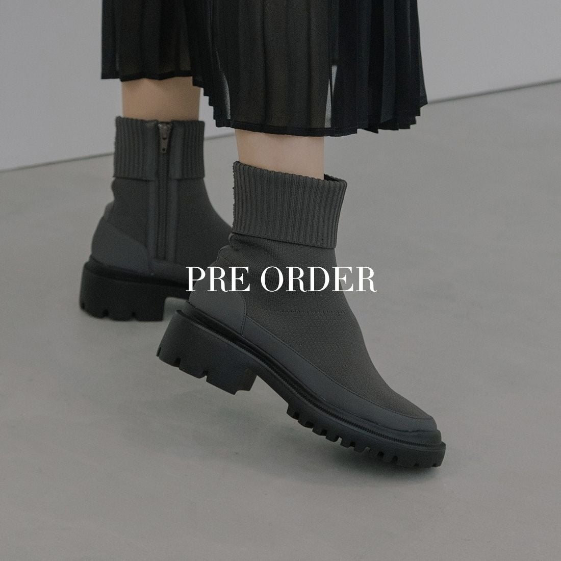 予約] WASHINGTON 晴雨兼用ニットショートブーツ 11月中旬入荷予定
